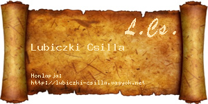 Lubiczki Csilla névjegykártya